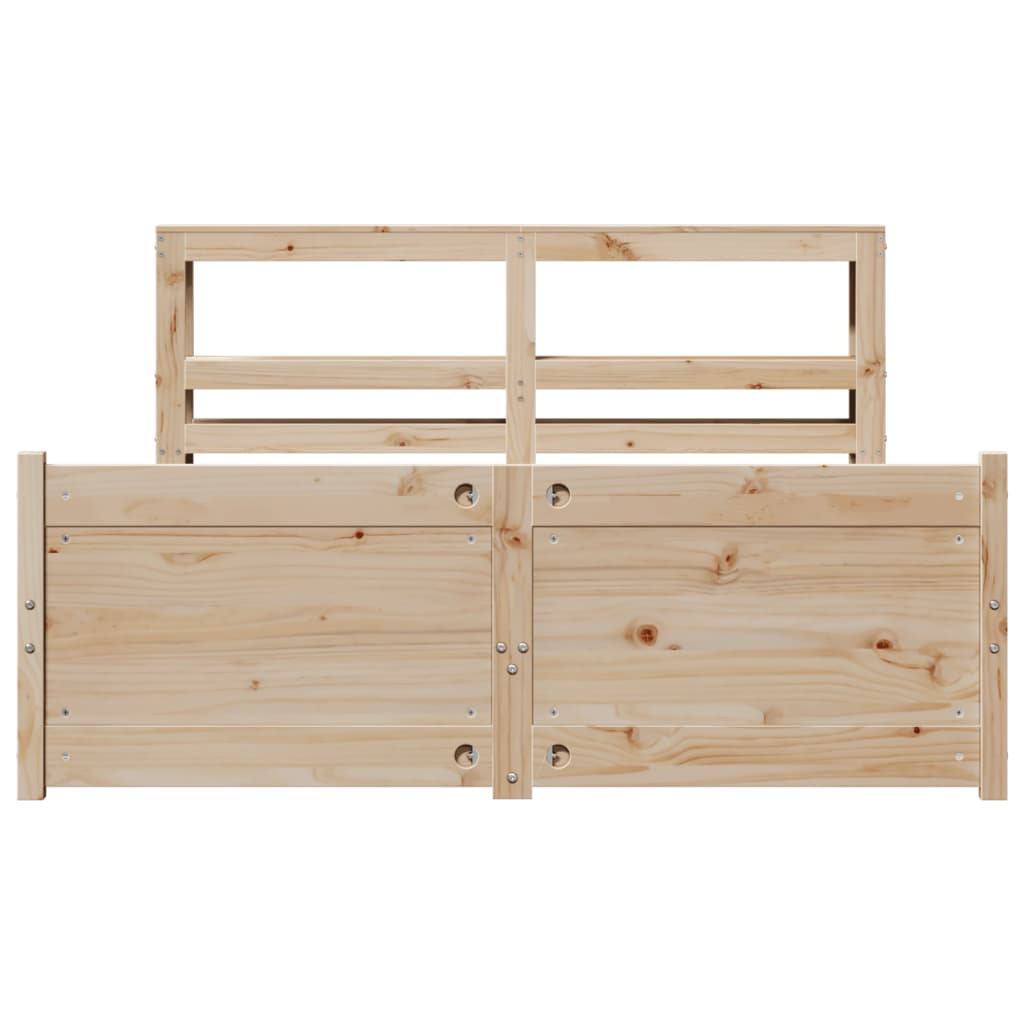Bedframe met hoofdbord massief grenenhout 150x200 cm
