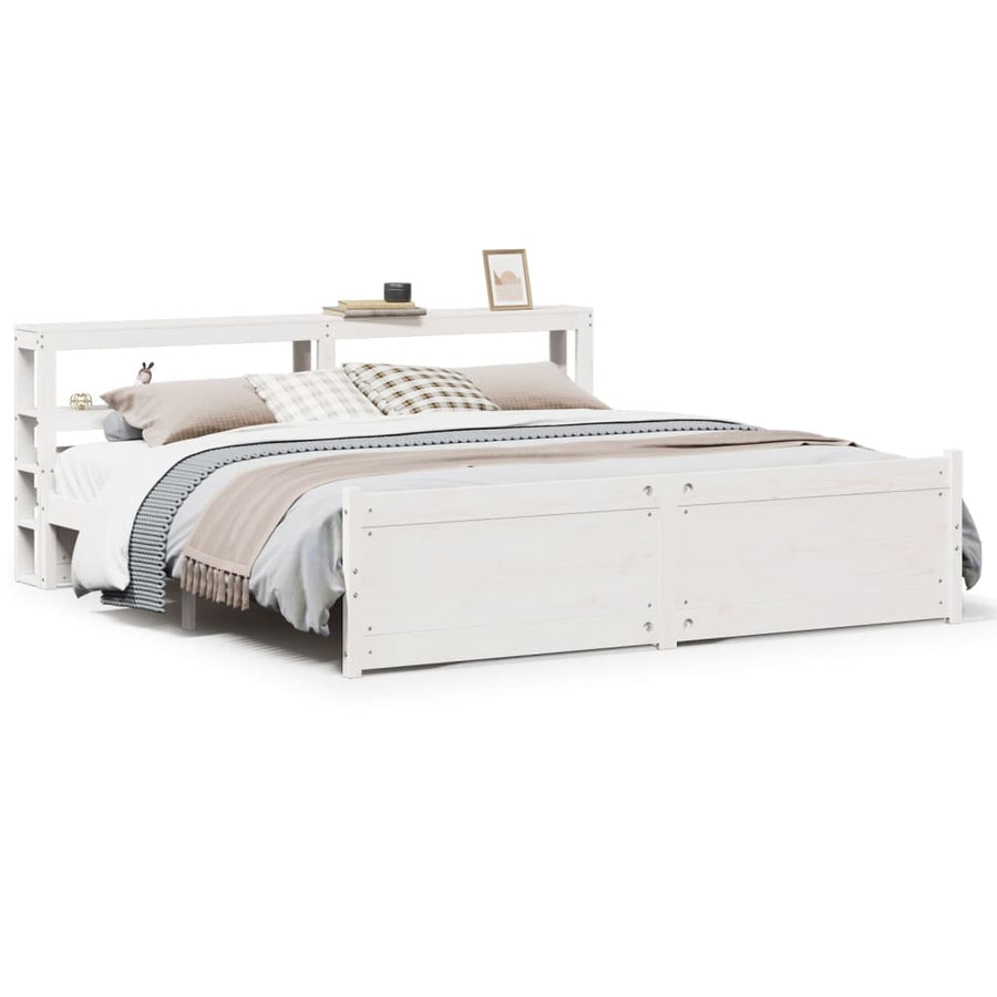 Bedframe met hoofdeinde zonder matras 180x200 cm wit