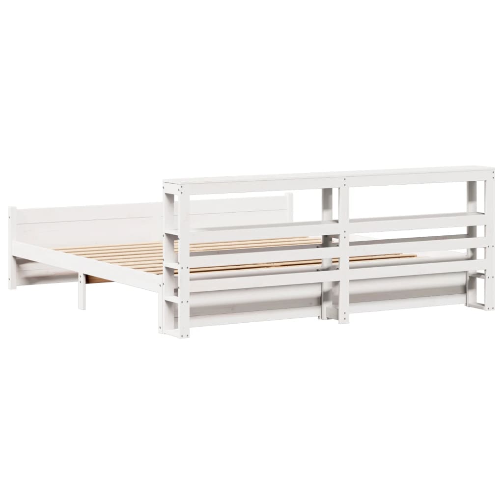 Bedframe met hoofdeinde zonder matras 180x200 cm wit