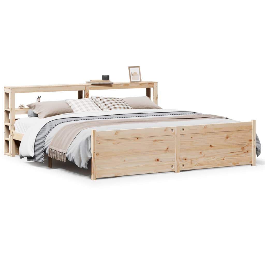 Bedframe met hoofdbord massief grenenhout 200x200 cm
