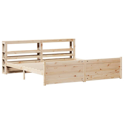 Bedframe met hoofdbord massief grenenhout 200x200 cm