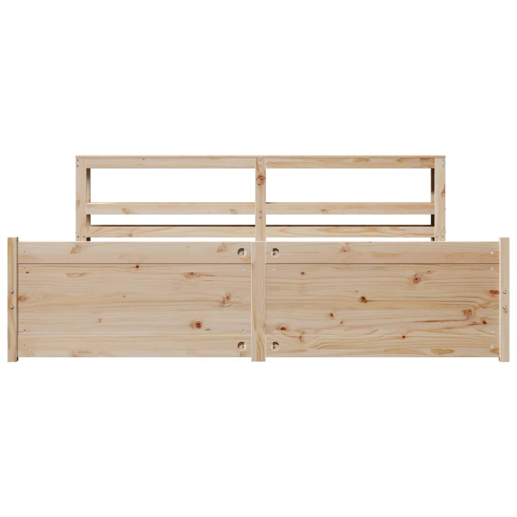 Bedframe met hoofdbord massief grenenhout 200x200 cm