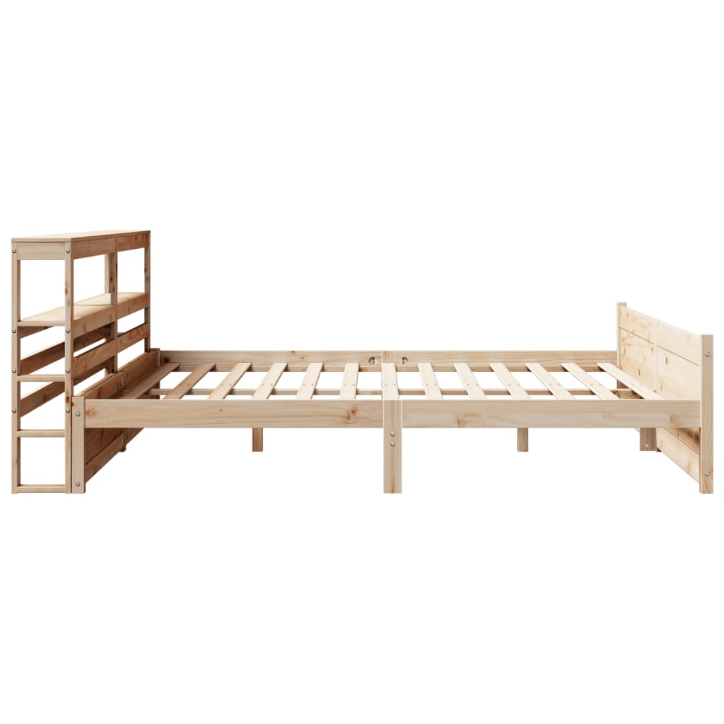 Bedframe met hoofdbord massief grenenhout 200x200 cm