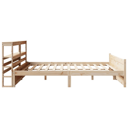 Bedframe met hoofdbord massief grenenhout 200x200 cm