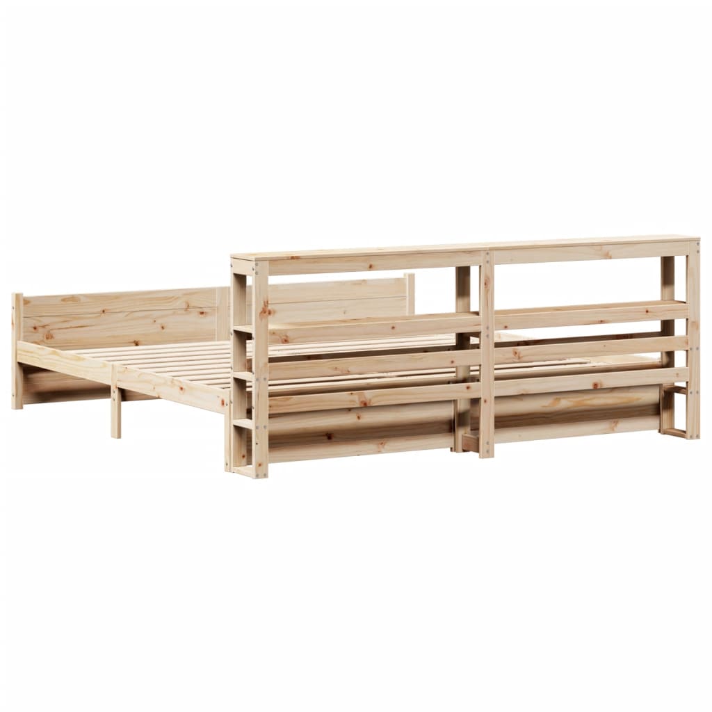 Bedframe met hoofdbord massief grenenhout 200x200 cm