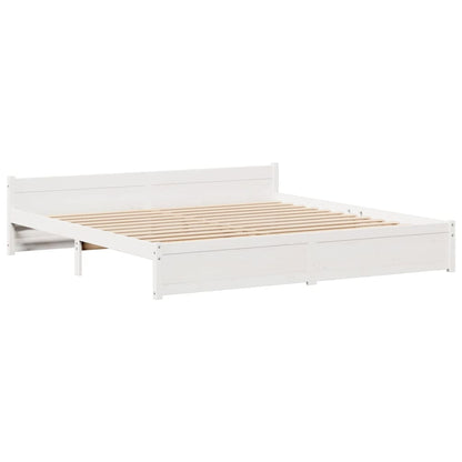 Bedframe met hoofdeinde zonder matras 200x200 cm wit