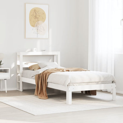 Bedframe met hoofdbord massief grenenhout wit 75x190 cm