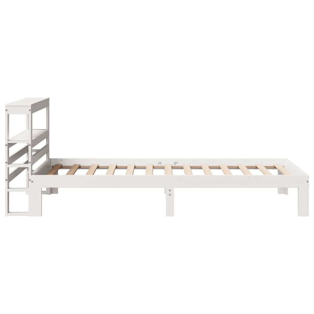 Bedframe met hoofdbord massief grenenhout wit 75x190 cm