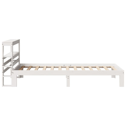 Bedframe met hoofdbord massief grenenhout wit 75x190 cm
