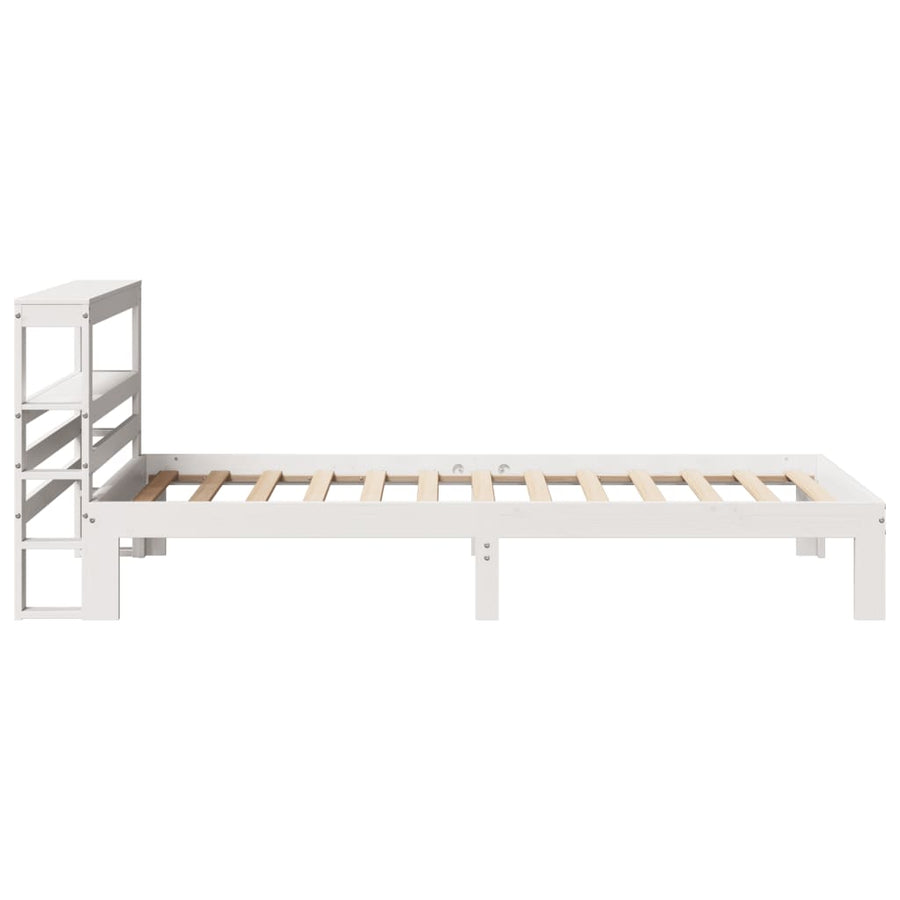Bedframe met hoofdbord massief grenenhout wit 75x190 cm