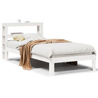 Bed frame with headboard solid pine white 75x190 cm