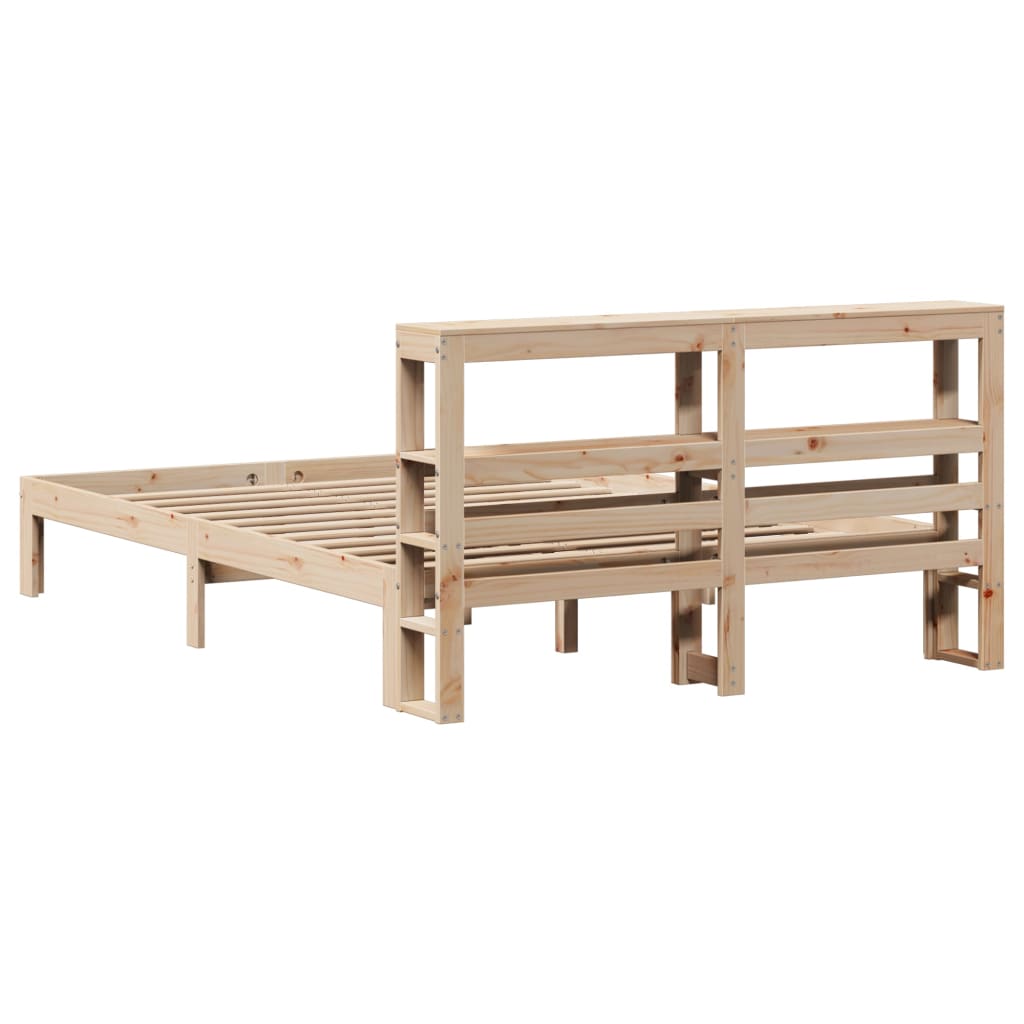 Bedframe met hoofdbord massief grenenhout 120x190 cm