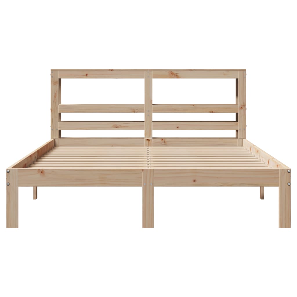 Bedframe met hoofdbord massief grenenhout 140x190 cm
