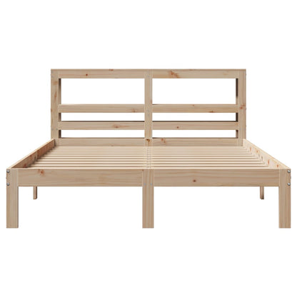 Bedframe met hoofdbord massief grenenhout 140x190 cm