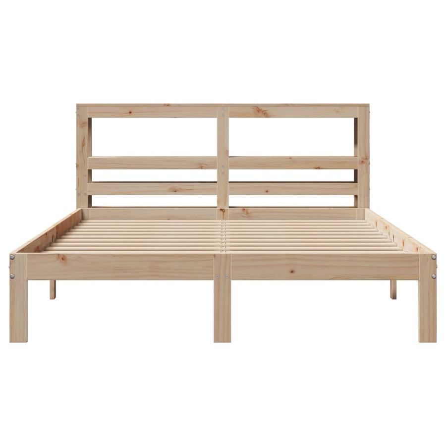 Bedframe met hoofdbord massief grenenhout 140x190 cm