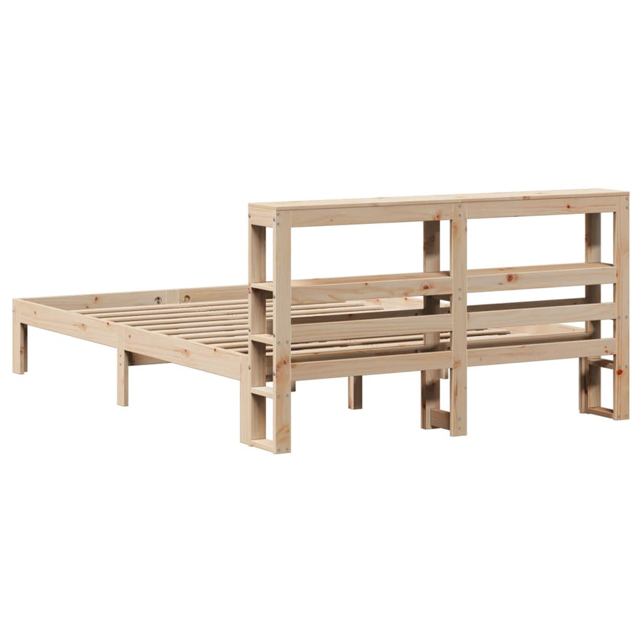 Bedframe met hoofdbord massief grenenhout 140x190 cm