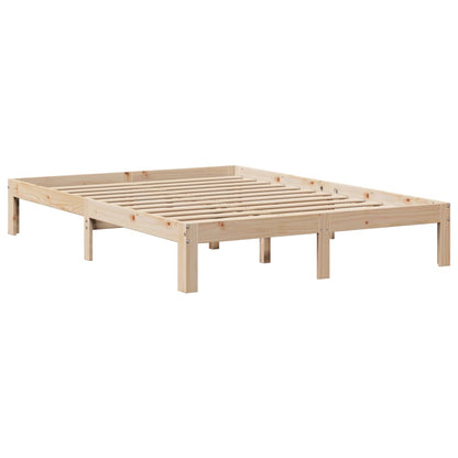 Bedframe met hoofdbord massief grenenhout 140x190 cm