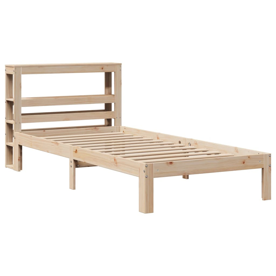 Bedframe met hoofdbord massief grenenhout 90x200 cm