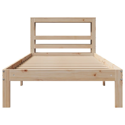 Bedframe met hoofdbord massief grenenhout 90x200 cm