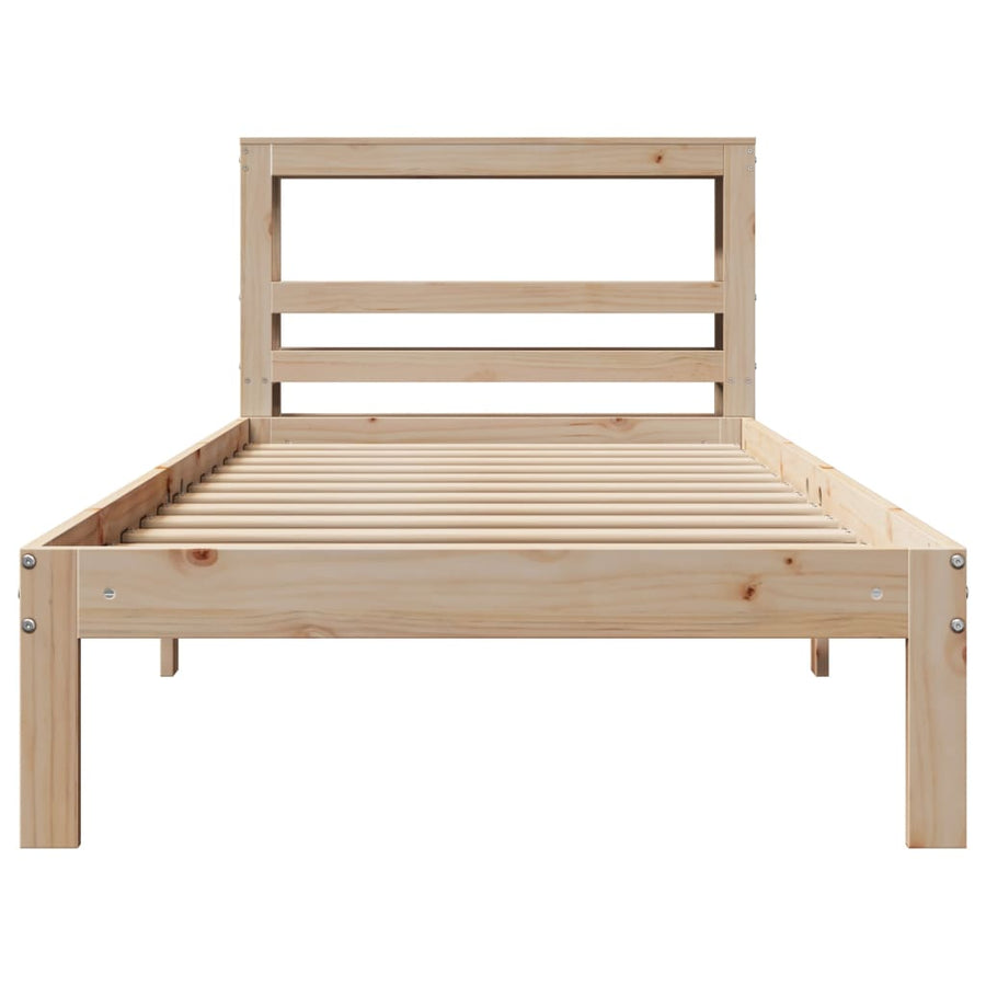 Bedframe met hoofdbord massief grenenhout 90x200 cm