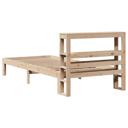 Bedframe met hoofdbord massief grenenhout 90x200 cm