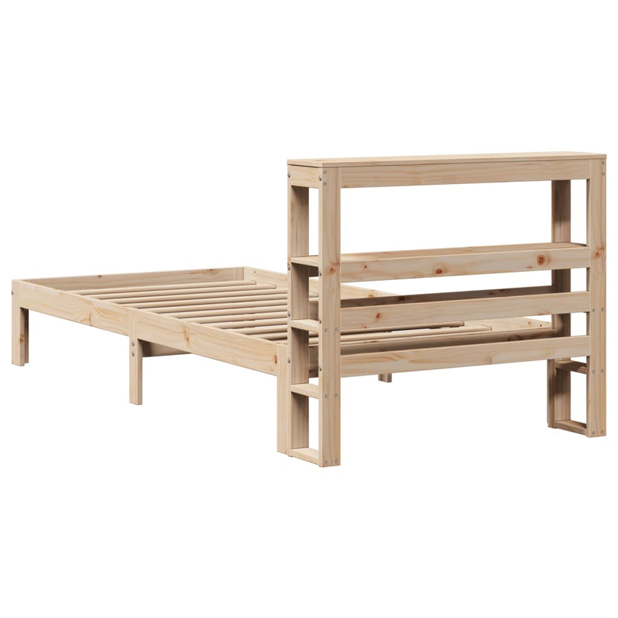 Bedframe met hoofdbord massief grenenhout 90x200 cm
