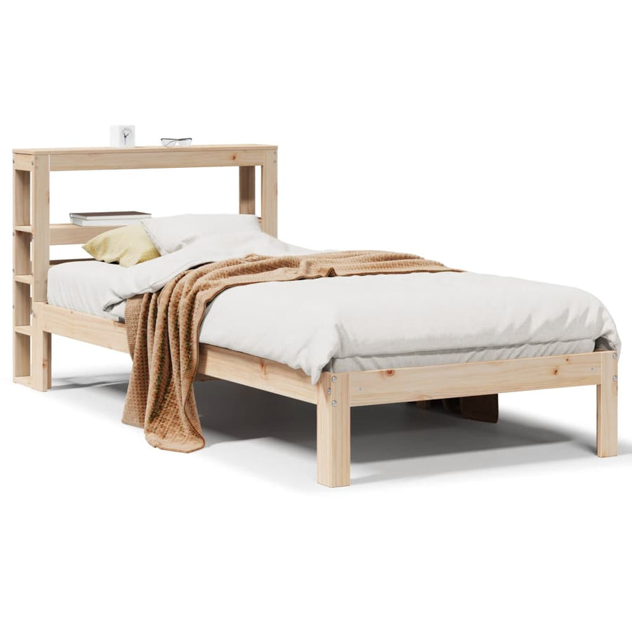 Bedframe met hoofdbord massief grenenhout 90x200 cm