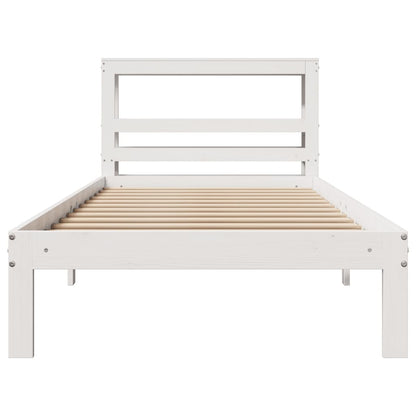 Bedframe Met Hoofdeinde Zonder Matras 90 x 200 cm Wit