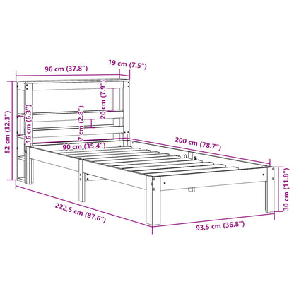 Bedframe Met Hoofdeinde Zonder Matras 90 x 200 cm Wit