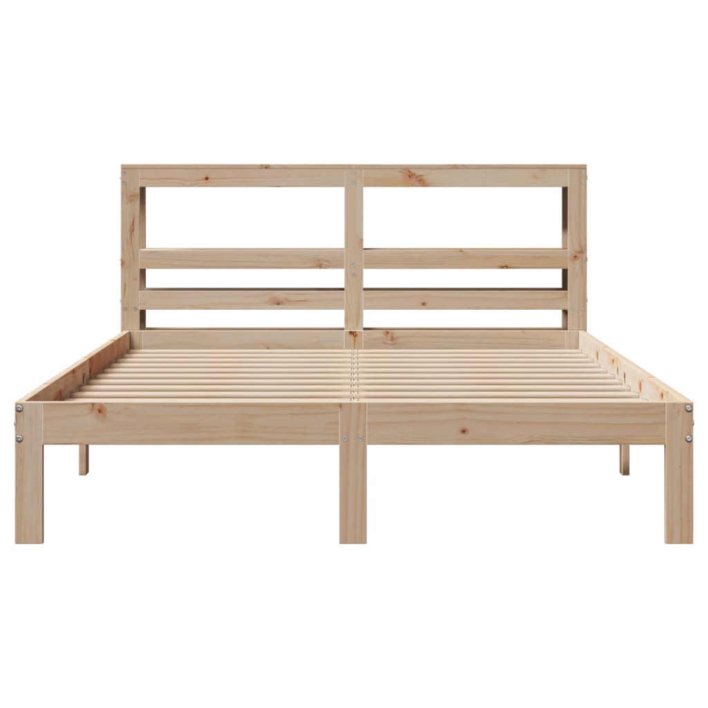 Bedframe met hoofdbord massief grenenhout 150x200 cm