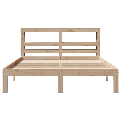 Bedframe met hoofdbord massief grenenhout 150x200 cm
