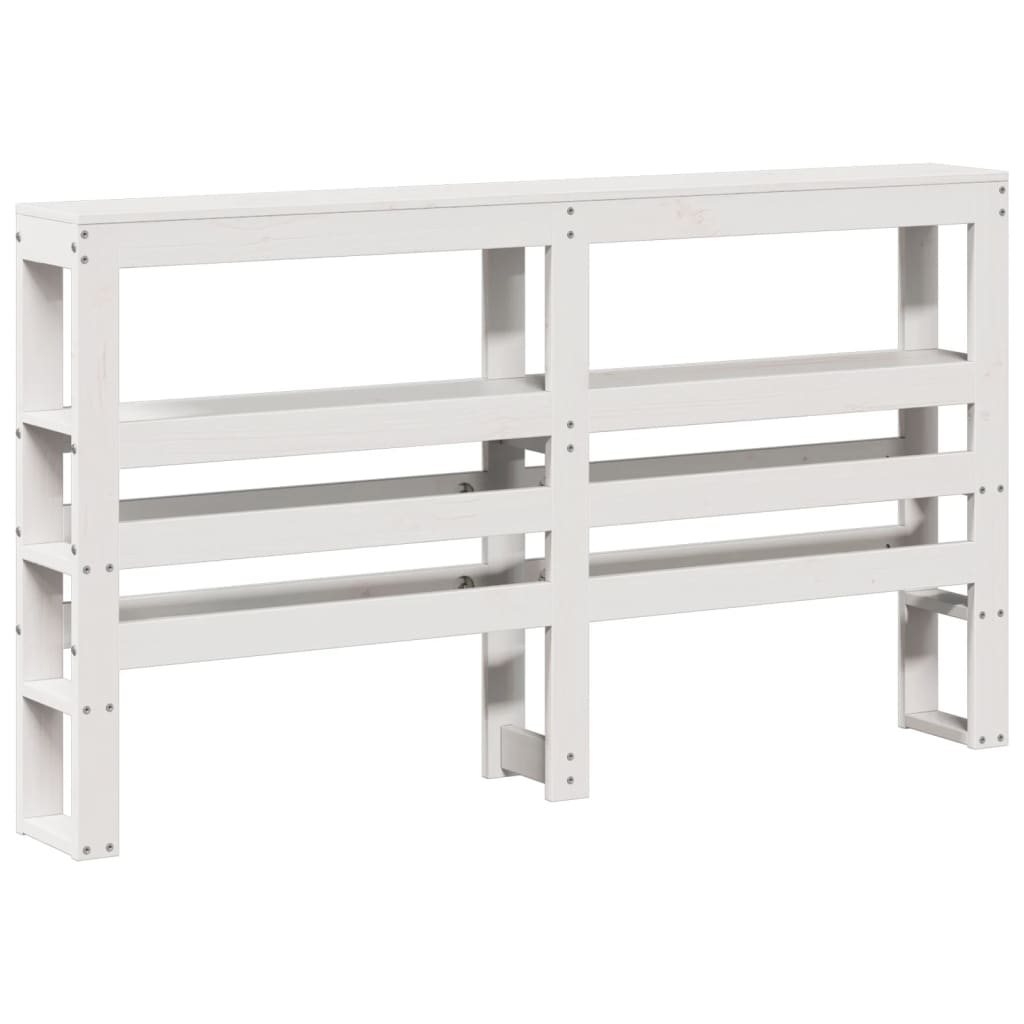 Bedframe met hoofdbord massief grenenhout wit 160x200 cm