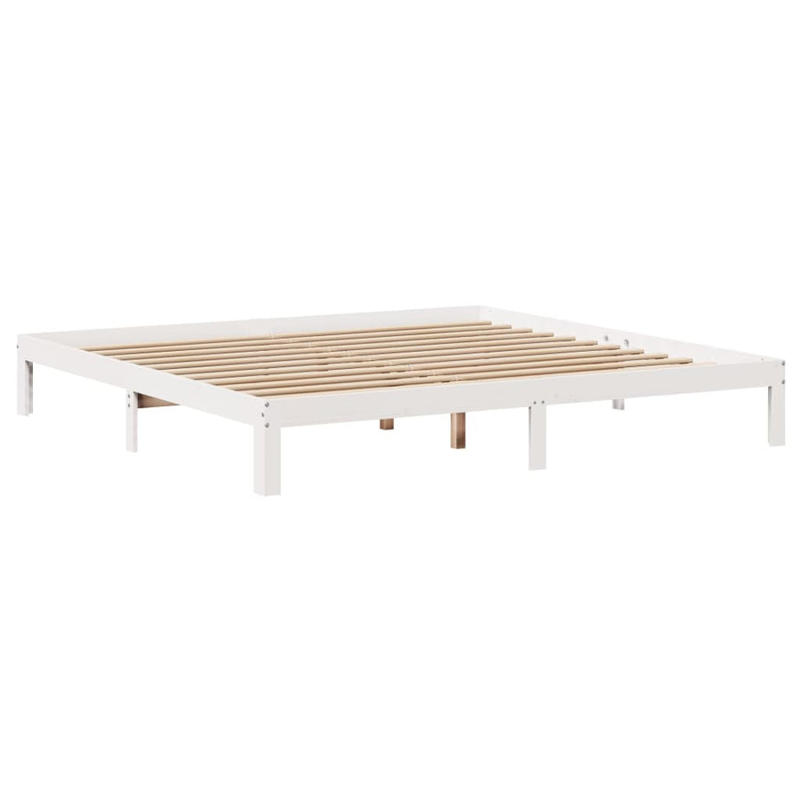 Bedframe met hoofdbord massief grenenhout wit 180x200 cm