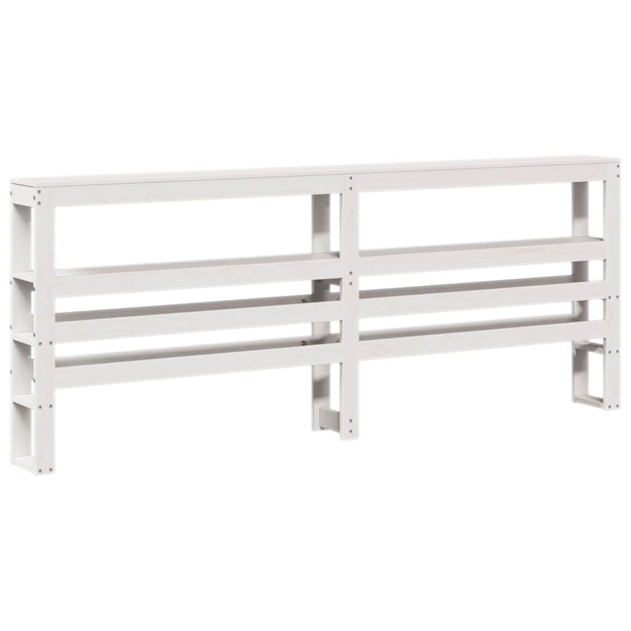 Bedframe met hoofdbord massief grenenhout wit 180x200 cm