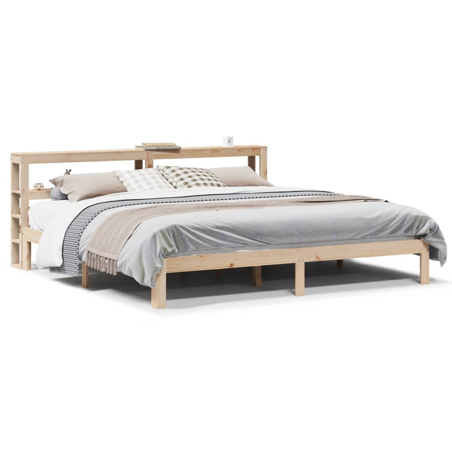 Bedframe Met Hoofdbord Massief Grenenhout 200 x 200 cm Naturel