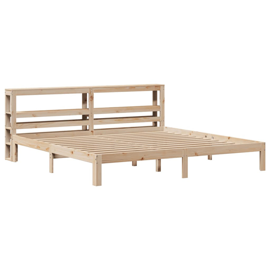 Bedframe Met Hoofdbord Massief Grenenhout 200 x 200 cm Naturel
