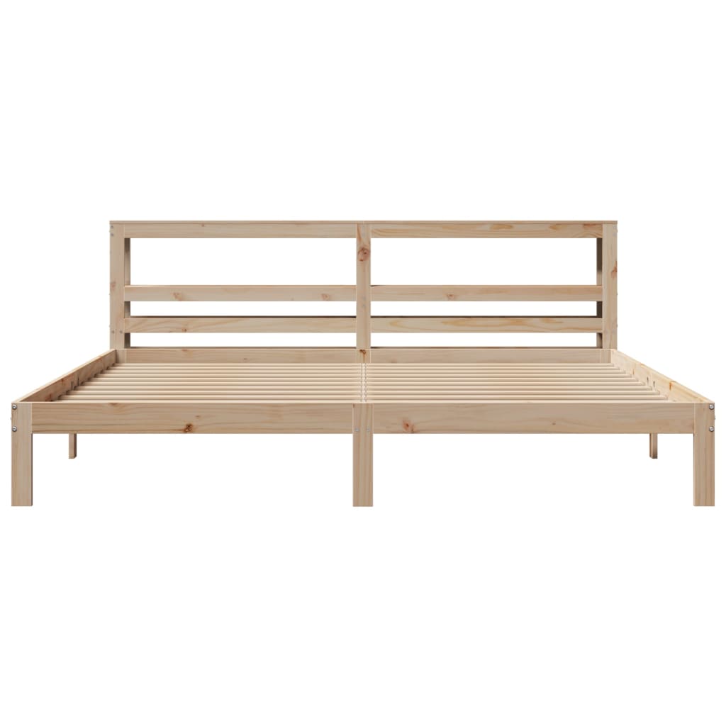 Bedframe Met Hoofdbord Massief Grenenhout 200 x 200 cm Naturel