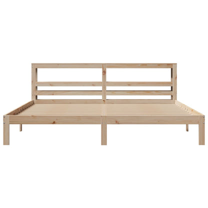 Bedframe Met Hoofdbord Massief Grenenhout 200 x 200 cm Naturel