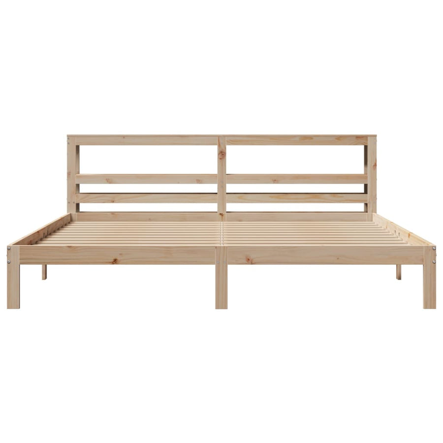 Bedframe Met Hoofdbord Massief Grenenhout 200 x 200 cm Naturel