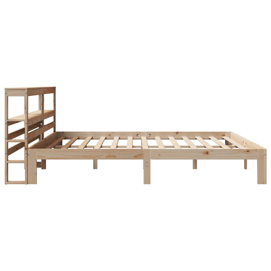 Bedframe Met Hoofdbord Massief Grenenhout 200 x 200 cm Naturel