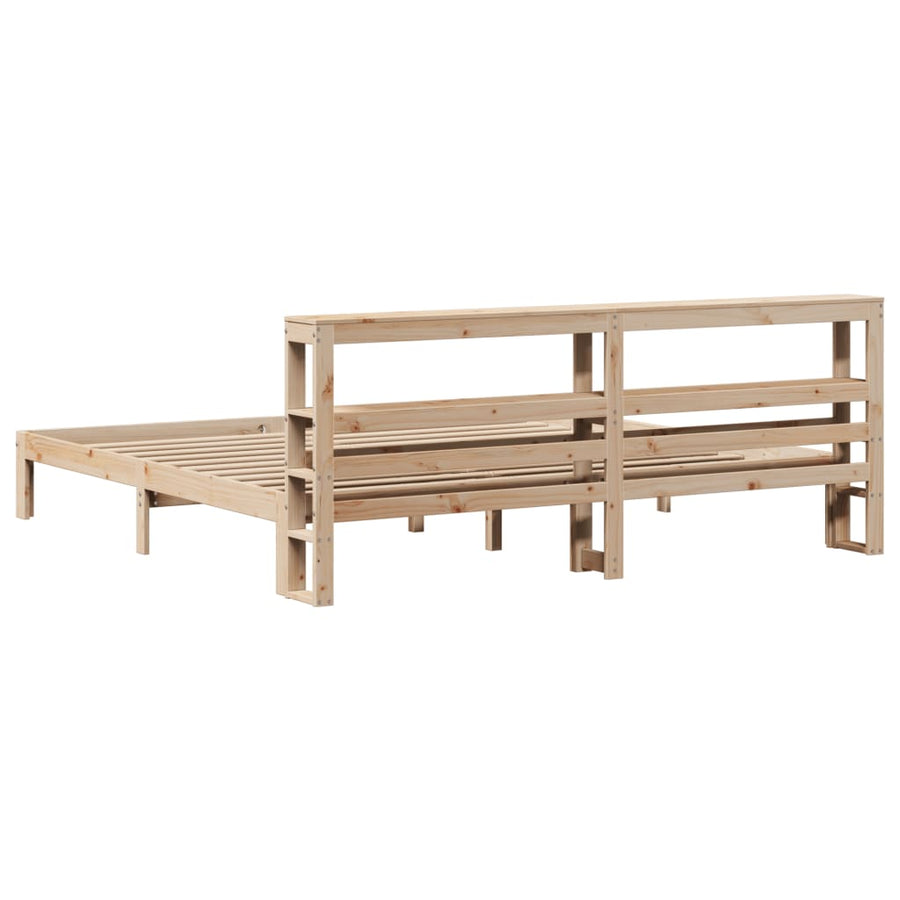 Bedframe Met Hoofdbord Massief Grenenhout 200 x 200 cm Naturel