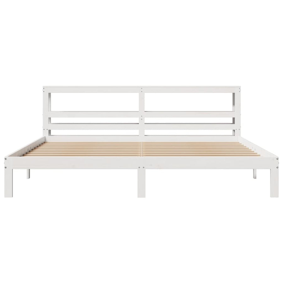 Bedframe met hoofdbord massief grenenhout wit 200x200 cm