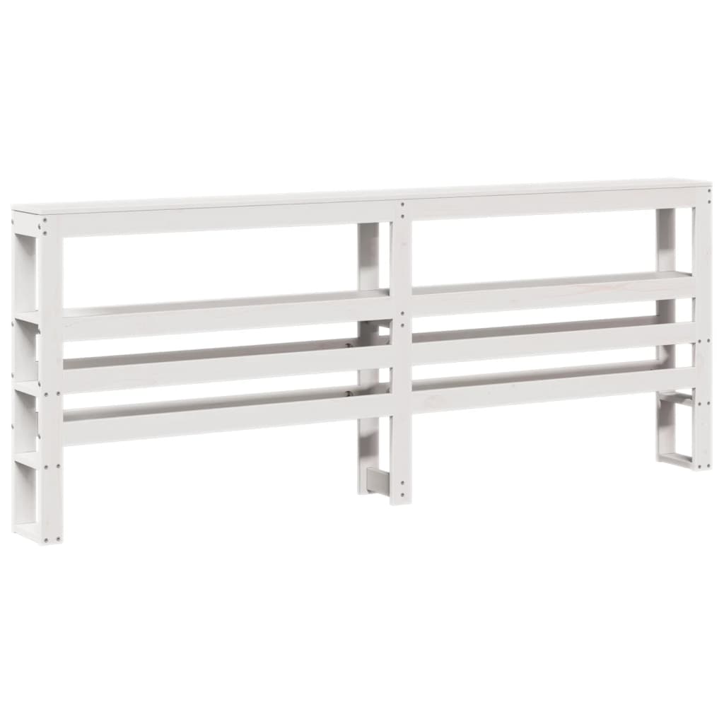 Bedframe met hoofdbord massief grenenhout wit 200x200 cm