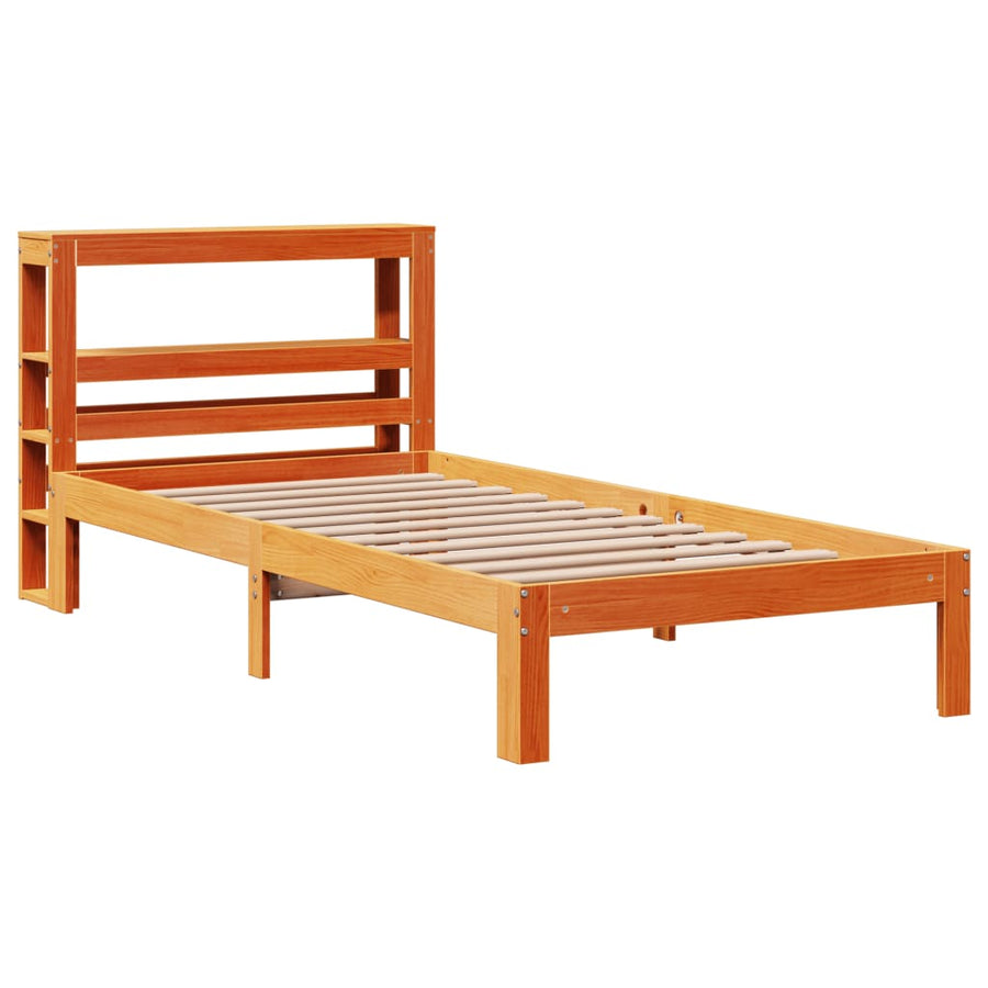 Bedframe zonder matras massief grenenhout wasbruin 75x190 cm