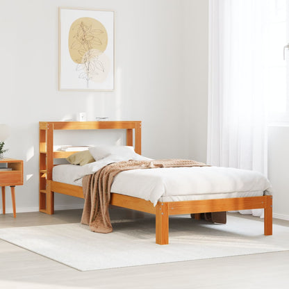 Bedframe zonder matras massief grenenhout wasbruin 75x190 cm