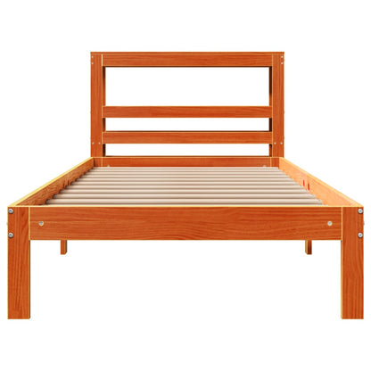 Bedframe zonder matras massief grenenhout wasbruin 75x190 cm