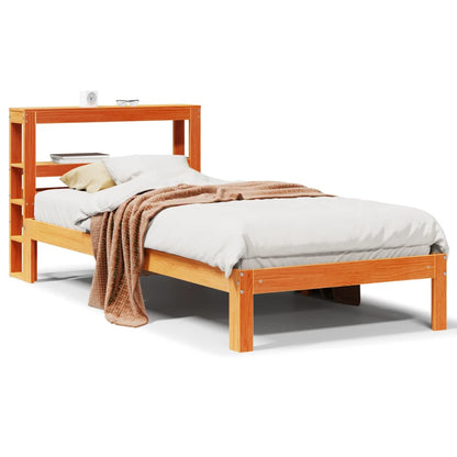 Bedframe zonder matras massief grenenhout wasbruin 75x190 cm