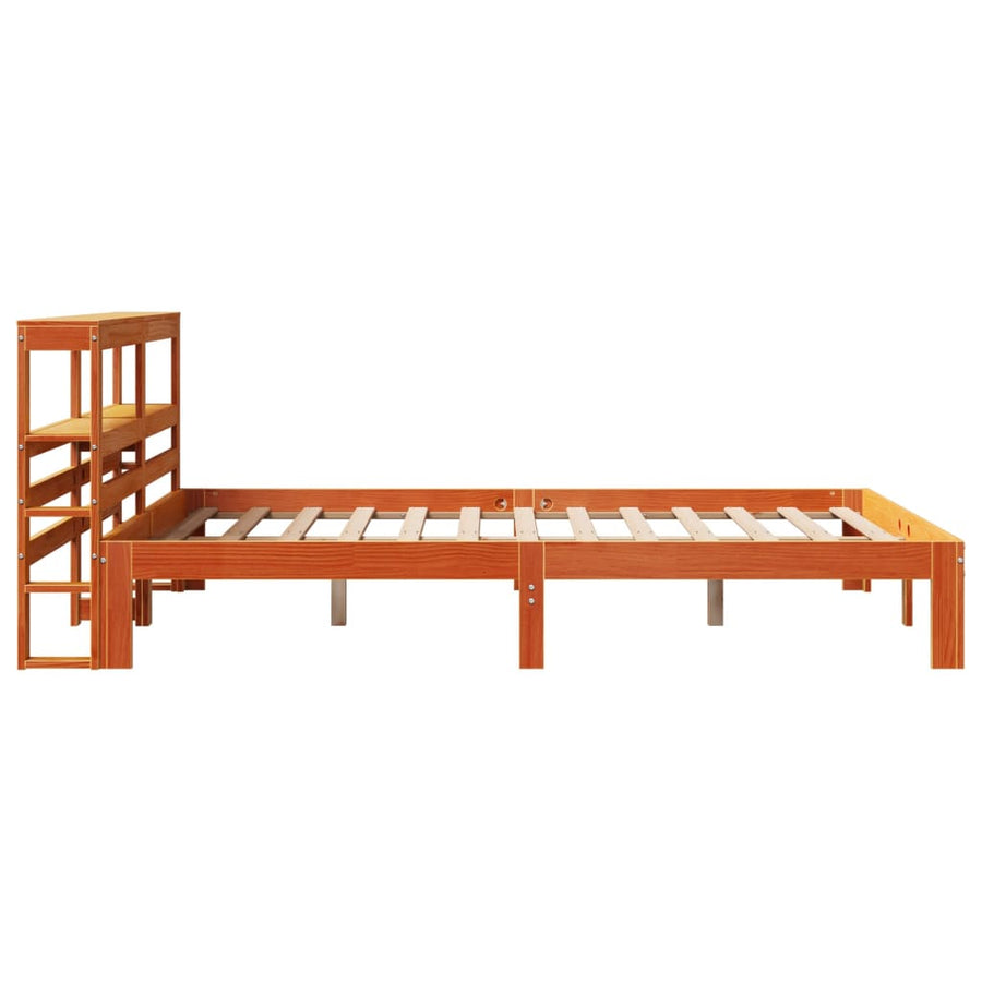 Bedframe zonder matras massief grenenhout wasbruin 120x190 cm
