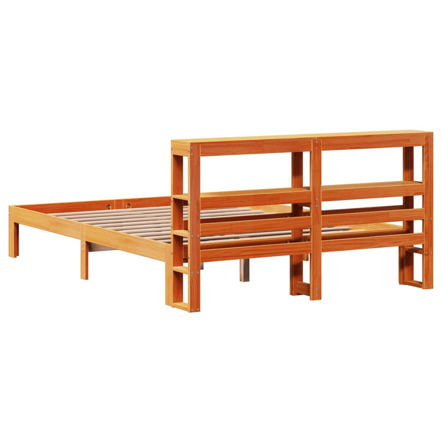 Bedframe zonder matras massief grenenhout wasbruin 120x190 cm