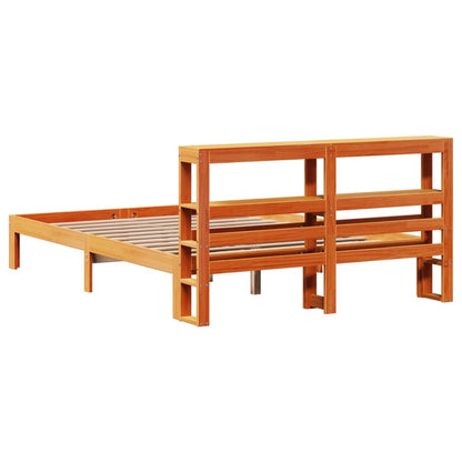 Bedframe zonder matras massief grenenhout wasbruin 135x190 cm